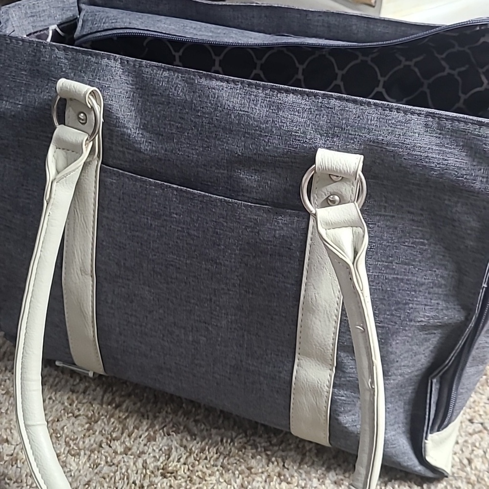 Banafish Tote Stylish Gray and Cream Women's Bag Designed For Breast Pumps - Picture 6 of 6
